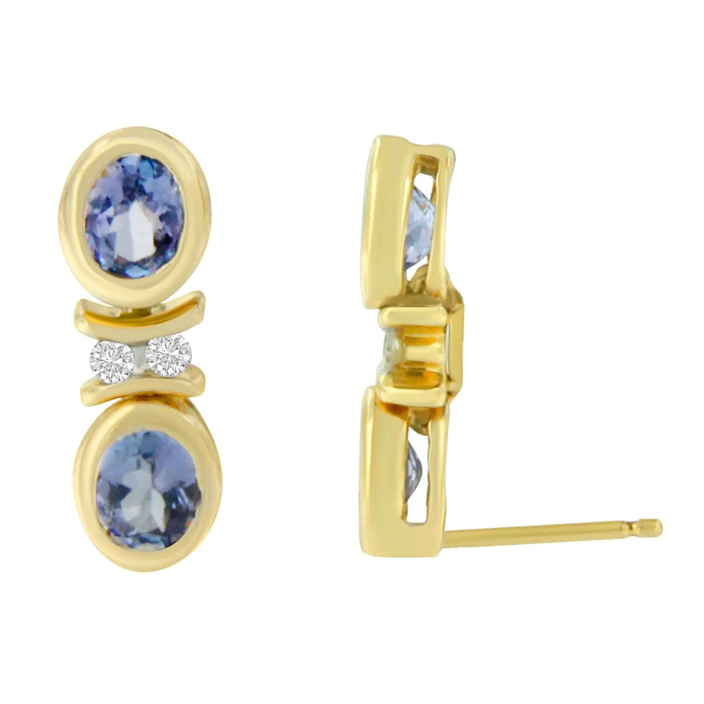 14K Yellow Gold Round Cut Diamond Tanzanite Earrings (1.60 cttw, I-J Color, I1-I2 Clarity) WEM Support (www.WEM.support)