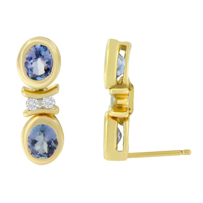 14K Yellow Gold Round Cut Diamond Tanzanite Earrings (1.60 cttw, I-J Color, I1-I2 Clarity) WEM Support (www.WEM.support)