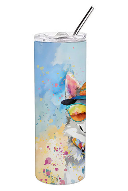 Alaskan Klee Kai Hippie Dawg Stainless Steel Skinny Tumbler WEM Support (www.WEM.support)
