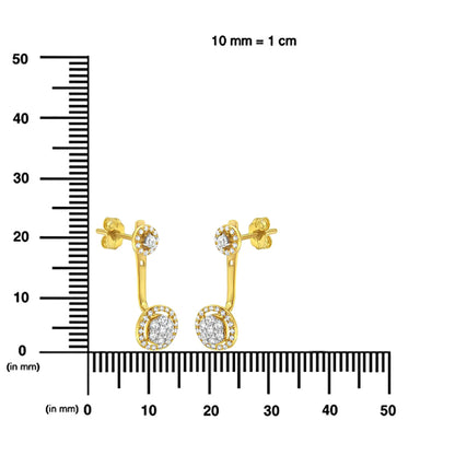 14K Yellow Gold Plated .925 Sterling Silver 5/8 Cttw Diamond Removable Stud and Dangle Earrings (I-J Color, I2-I3) WEM Support (www.WEM.support)