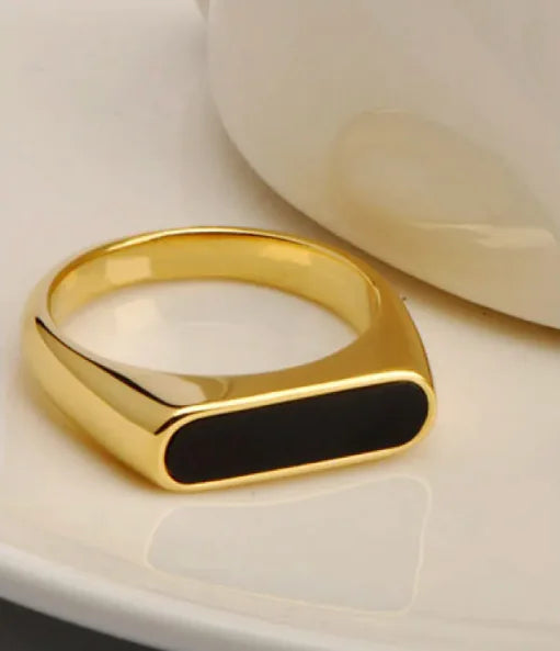 Vintage Black and White Fritillary Titanium Ring