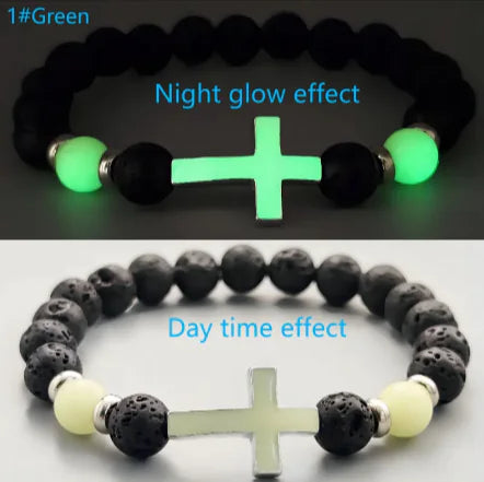 Luminous Volcanic Rock Cross Bracelet HejK.com Marketplace LLC