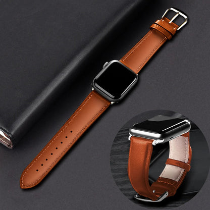 Brown Leather Band for Apple Watch WEM Support (www.WEM.support)
