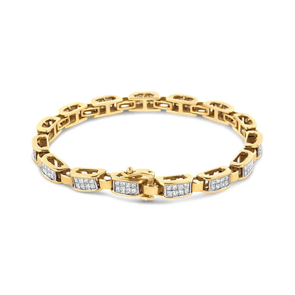 14K Yellow Gold 2 1/2 Cttw Princess-Cut Diamond Link Tennis Bracelet (H-I Color, SI2-I1 Clarity) - 7.25" WEM Support (www.WEM.support)