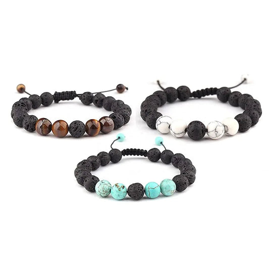 Adjustable Lava Rock Stone Bracelet WEM Support (www.WEM.support)