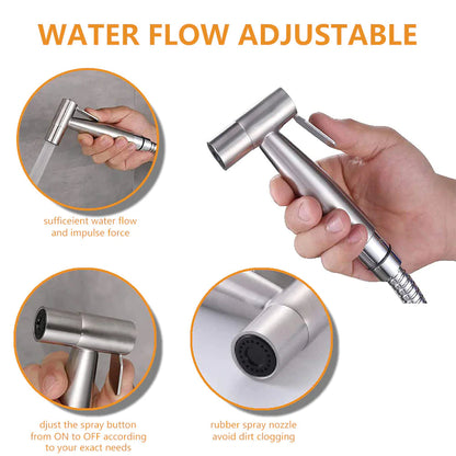 Toilet Shattaf Adapter Hose Bidet Spray Stainless Steel Handheld Shower Head US WEM Support (www.WEM.support)