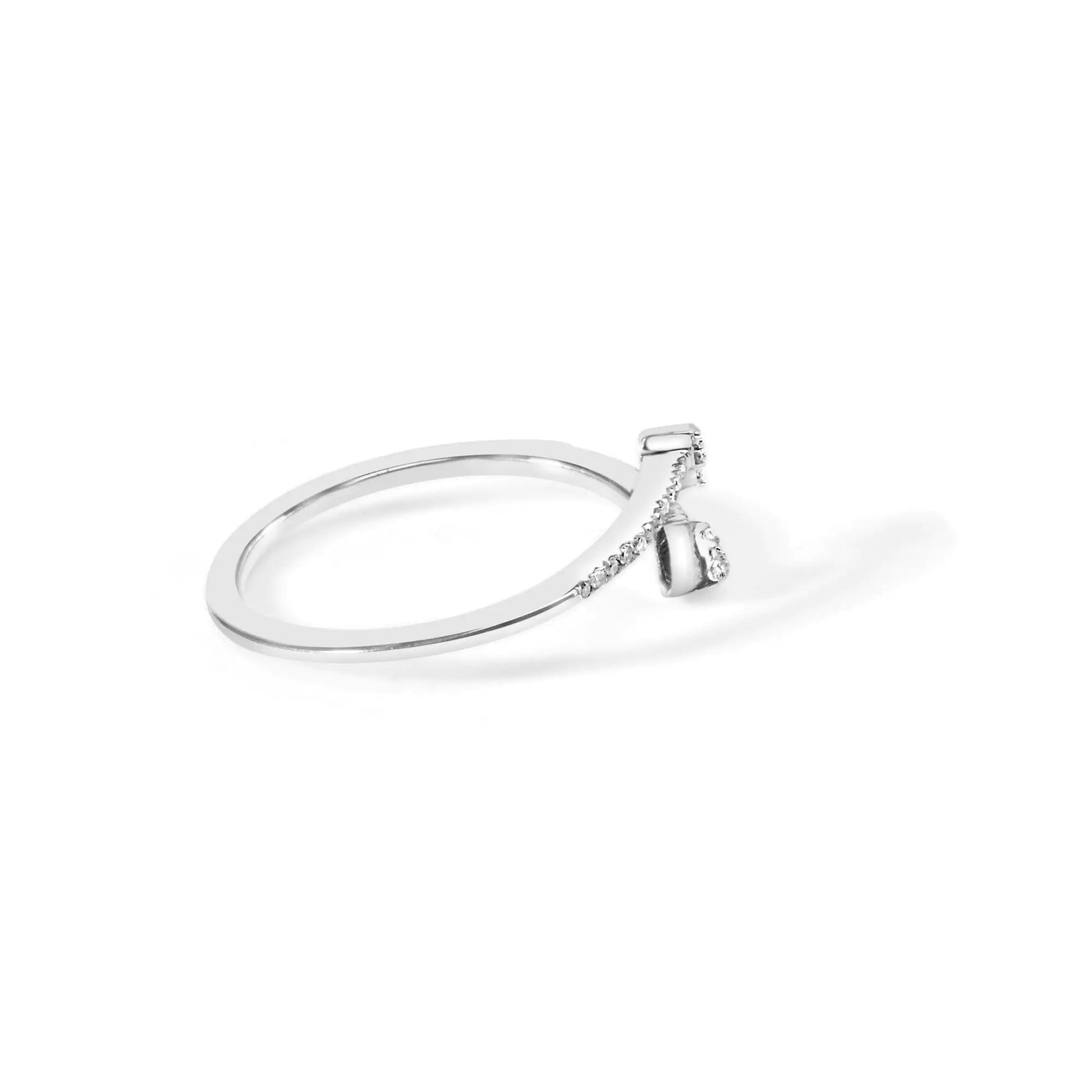 .925 Sterling Silver 1/5 Cttw Diamond Double Arrowhead Open Ring (I-J Color, I2-I3 Clarity) WEM Support (www.WEM.support)