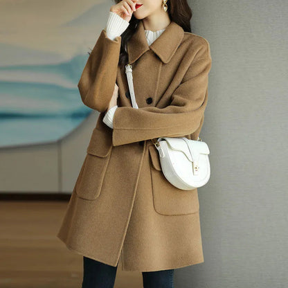 Slim Fit And Mid Length Woolen Coat Fashion WEM Support (www.WEM.support)