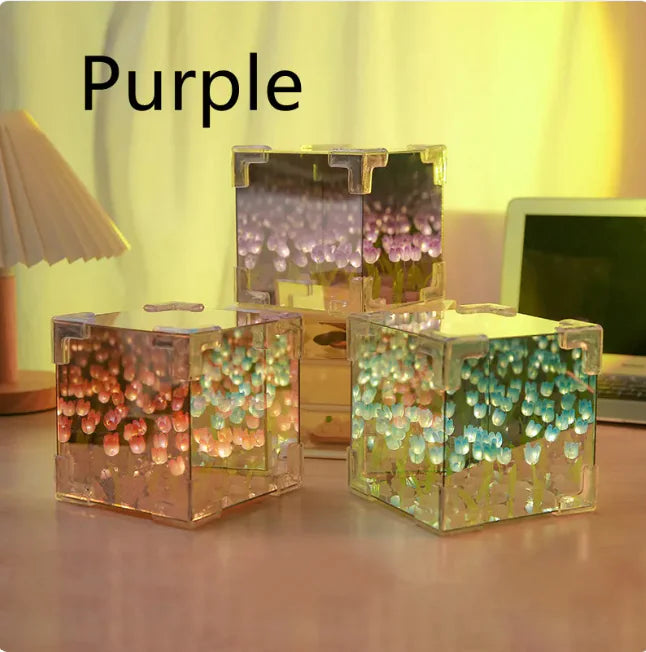 Bloom Cube 3D Tulip Night Light WEM Support (www.WEM.support)