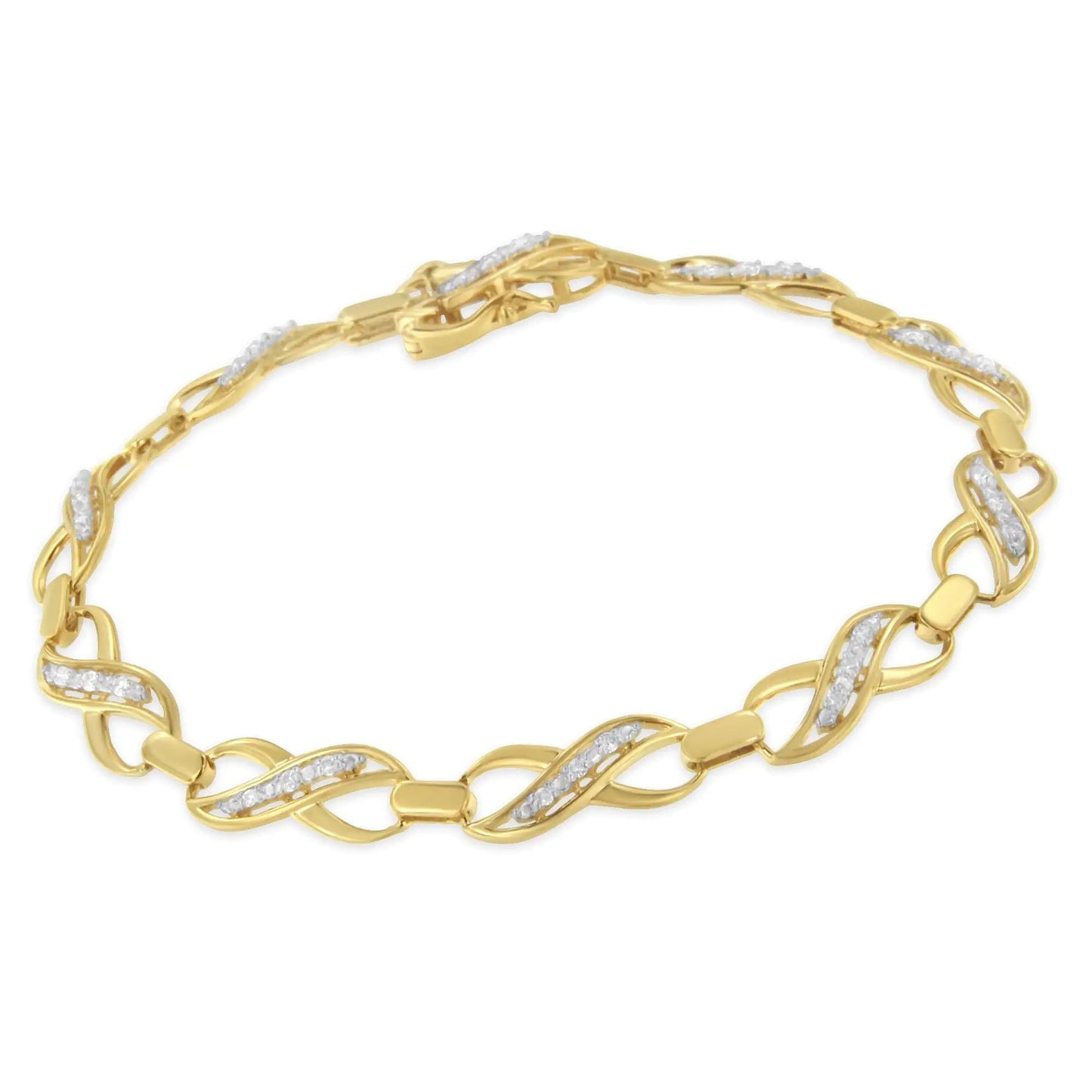 10K Yellow Gold Round-Cut Infinite Love Diamond Bracelet (0.25 cttw, I-J Color, I2-I3 Clarity) WEM Support (www.WEM.support)