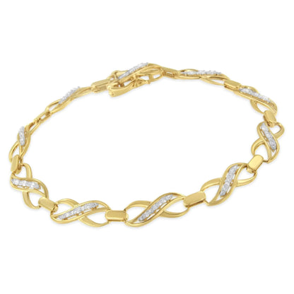 10K Yellow Gold Round-Cut Infinite Love Diamond Bracelet (0.25 cttw, I-J Color, I2-I3 Clarity) WEM Support (www.WEM.support)