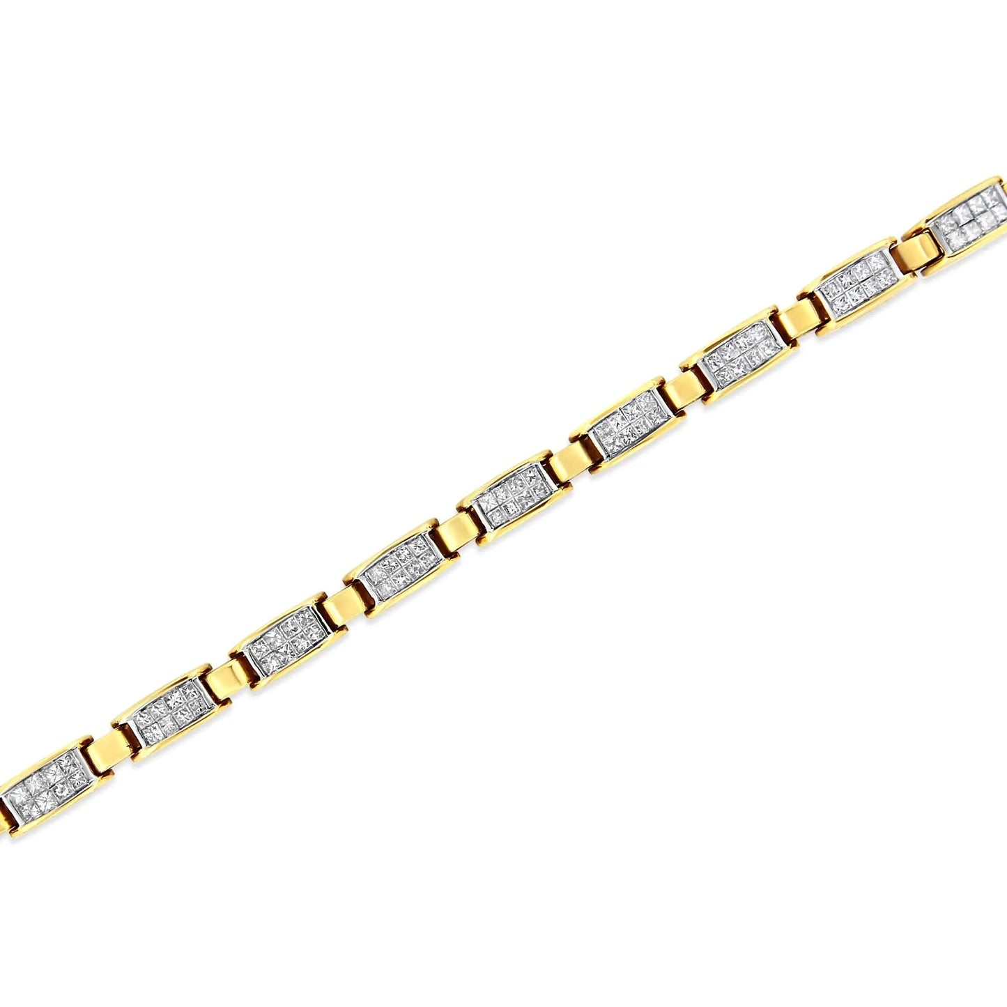 14K Yellow Gold 2 1/2 Cttw Princess-Cut Diamond Link Tennis Bracelet (H-I Color, SI2-I1 Clarity) - 7.25" WEM Support (www.WEM.support)