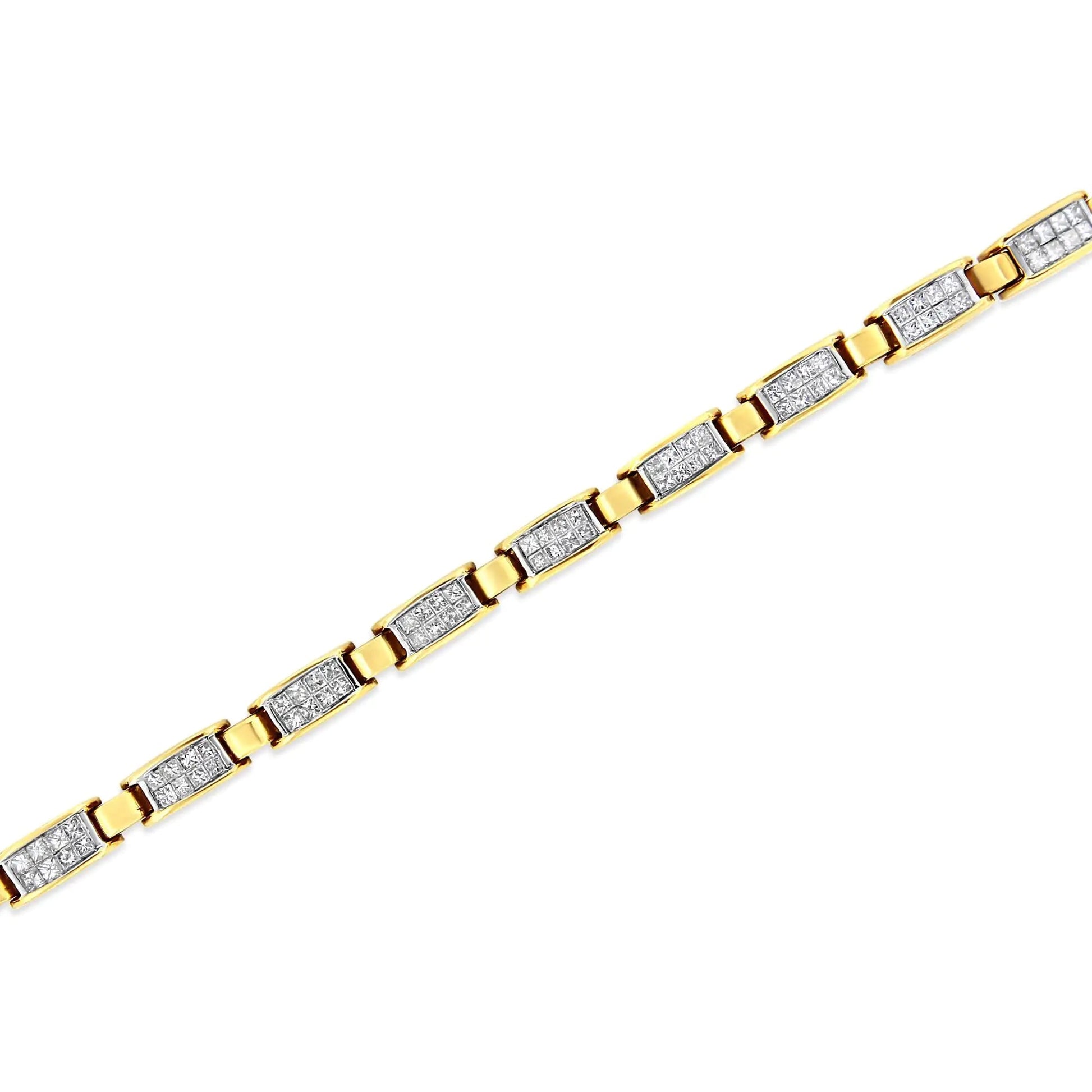 14K Yellow Gold 2 1/2 Cttw Princess-Cut Diamond Link Tennis Bracelet (H-I Color, SI2-I1 Clarity) - 7.25" WEM Support (www.WEM.support)