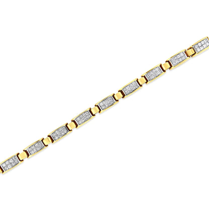 14K Yellow Gold 2 1/2 Cttw Princess-Cut Diamond Link Tennis Bracelet (H-I Color, SI2-I1 Clarity) - 7.25" WEM Support (www.WEM.support)