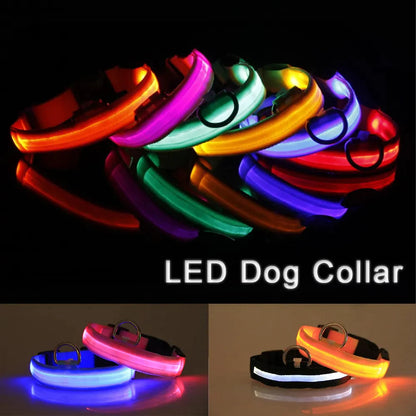 LED Adjustable Dog Collar Blinking Flashing Light Up Glow Pets Safety Waterproof WEM Support (www.WEM.support)