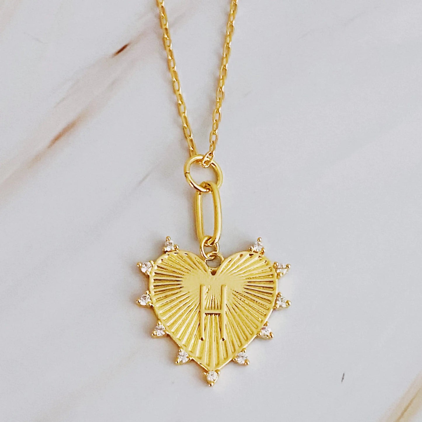 Clip Hanging Initial Heart Necklace WEM Support (www.WEM.support)