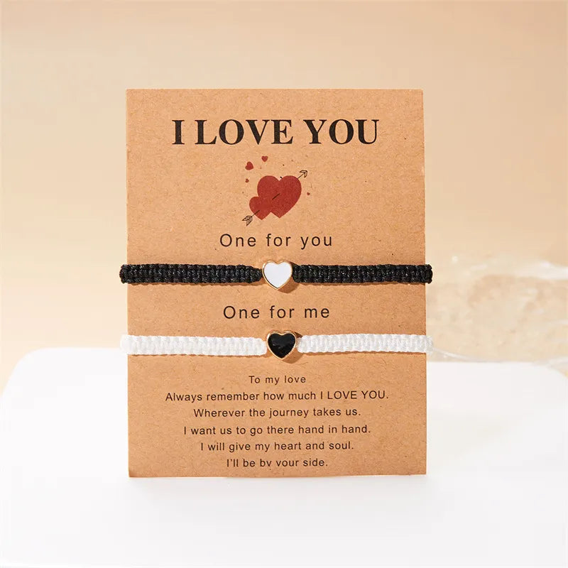 Heart-Shaped Woven Couple Bracelet WEM Support (www.WEM.support)