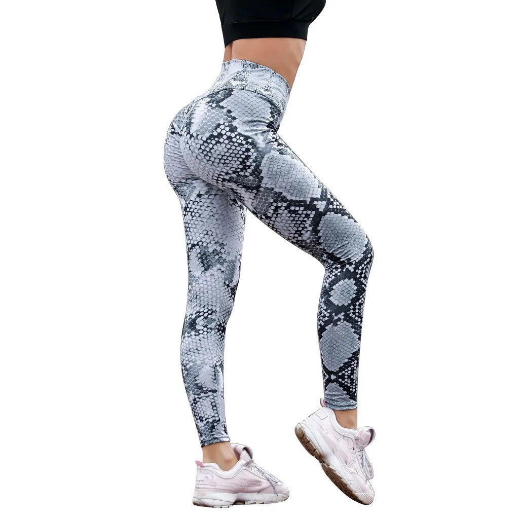 High Waist Snake Print Bum Scrunch Leggings WEM Support (www.WEM.support)