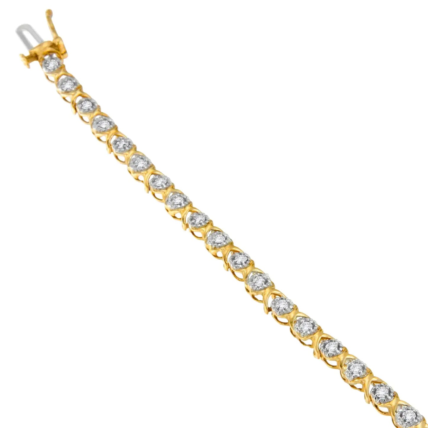 10K Yellow Gold Round Cut Diamond 'X' Bracelet (0.50 cttw, I-J Color, I3 Clarity) WEM Support (www.WEM.support)