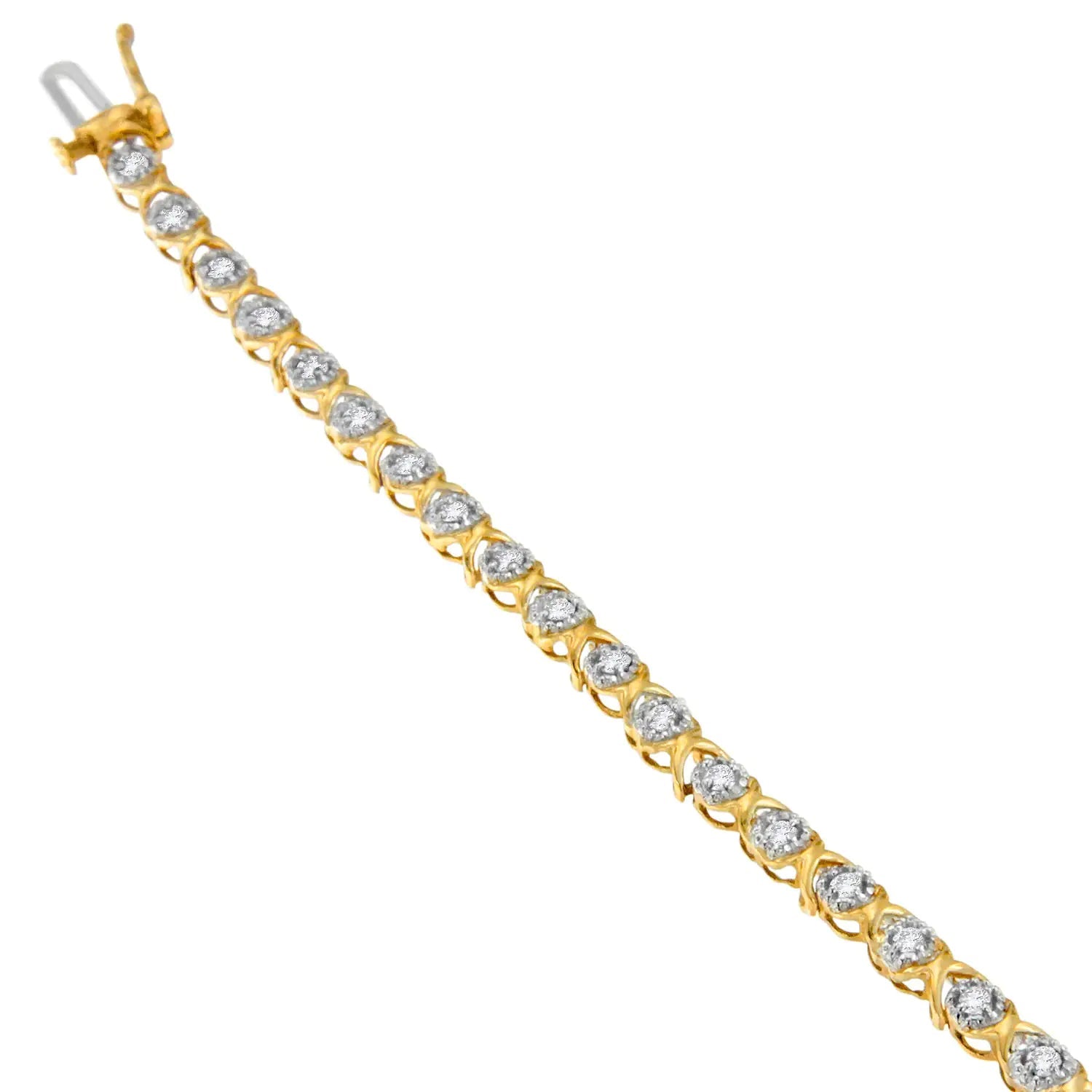 10K Yellow Gold Round Cut Diamond 'X' Bracelet (0.50 cttw, I-J Color, I3 Clarity) WEM Support (www.WEM.support)