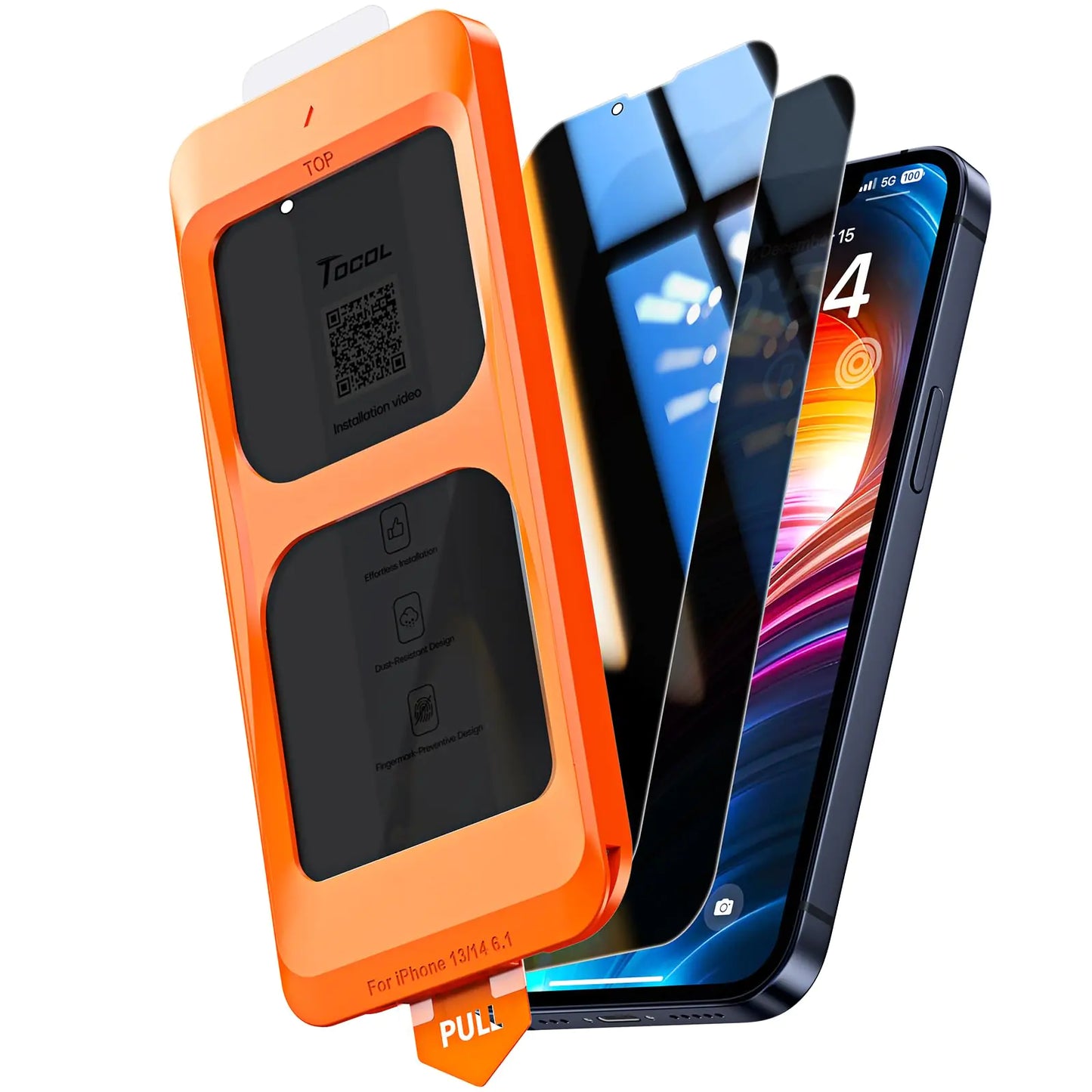 TOCOL for iPhone 13 Screen Protector [9H Hardness] [Military Grade Shatterproof] HD Tempered Glass Full Coverage Easy Installation 2 Pack