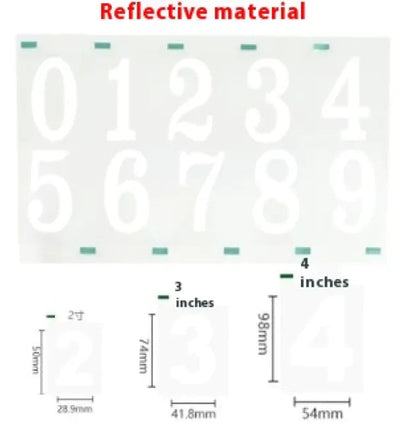 Heat-Resistant Reflective PVC Number Decals WEM Support (www.WEM.support)
