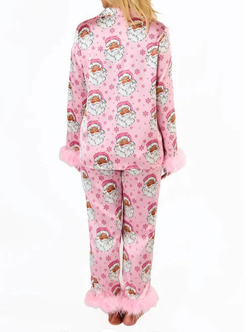 Women's Satin Santa Claus Pajamas Set WEM Support (www.WEM.support)