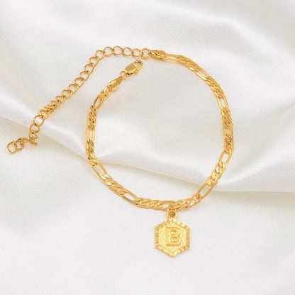 Extender Chain A-Z Initial Letter Anklet for Women WEM Support (www.WEM.support)