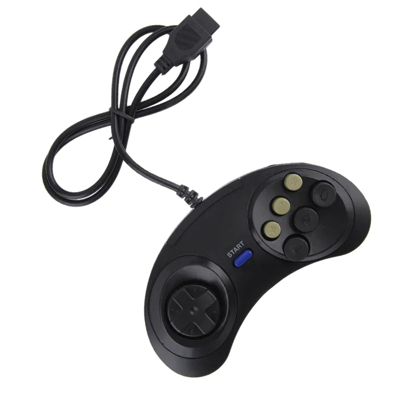 2X 6 Button Game Pad Controller For SEGA Genesis Black Old School Classic New WEM Support (www.WEM.support)
