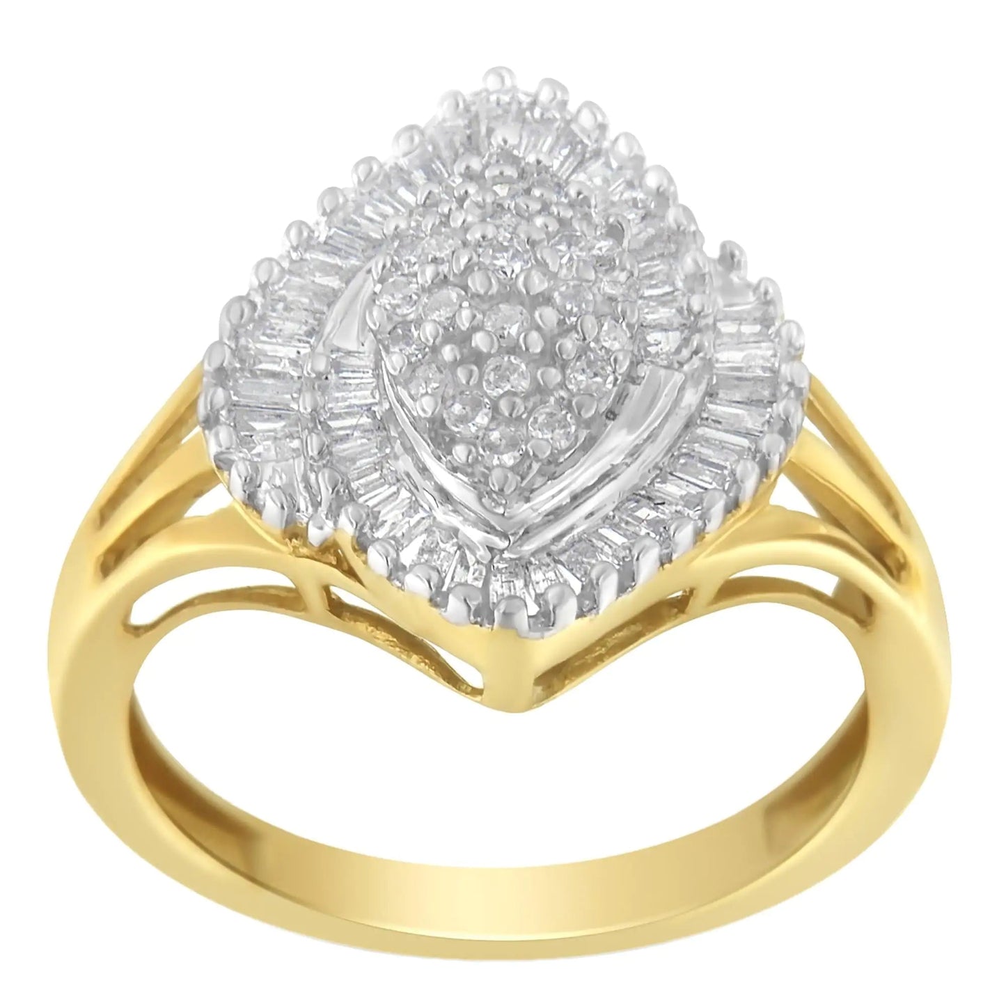 10K Yellow Gold Diamond Cocktail Ring (1/2 Cttw, J-K Color, I2-I3 Clarity) WEM Support (www.WEM.support)