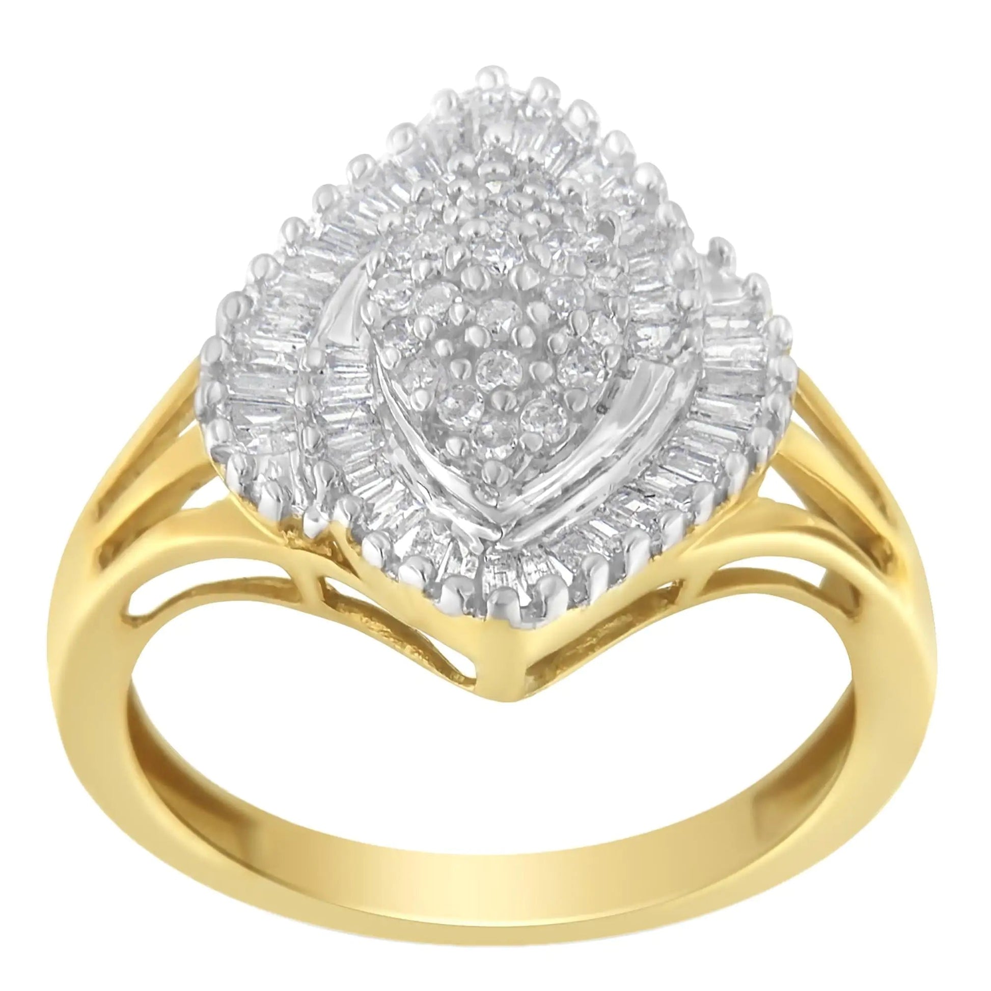 10K Yellow Gold Diamond Cocktail Ring (1/2 Cttw, J-K Color, I2-I3 Clarity) WEM Support (www.WEM.support)