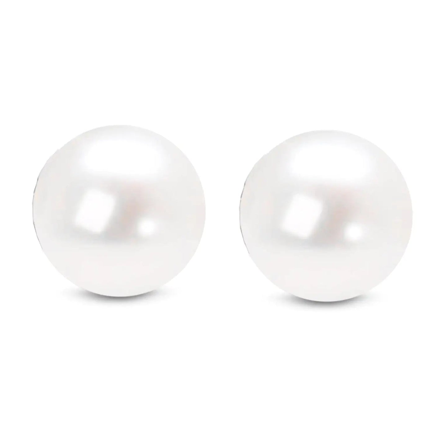 14K Gold Round White Saltwater Akoya Cultured Pearl Stud Earrings AAA+ Quality - Choice of MM Size WEM Support (www.WEM.support)
