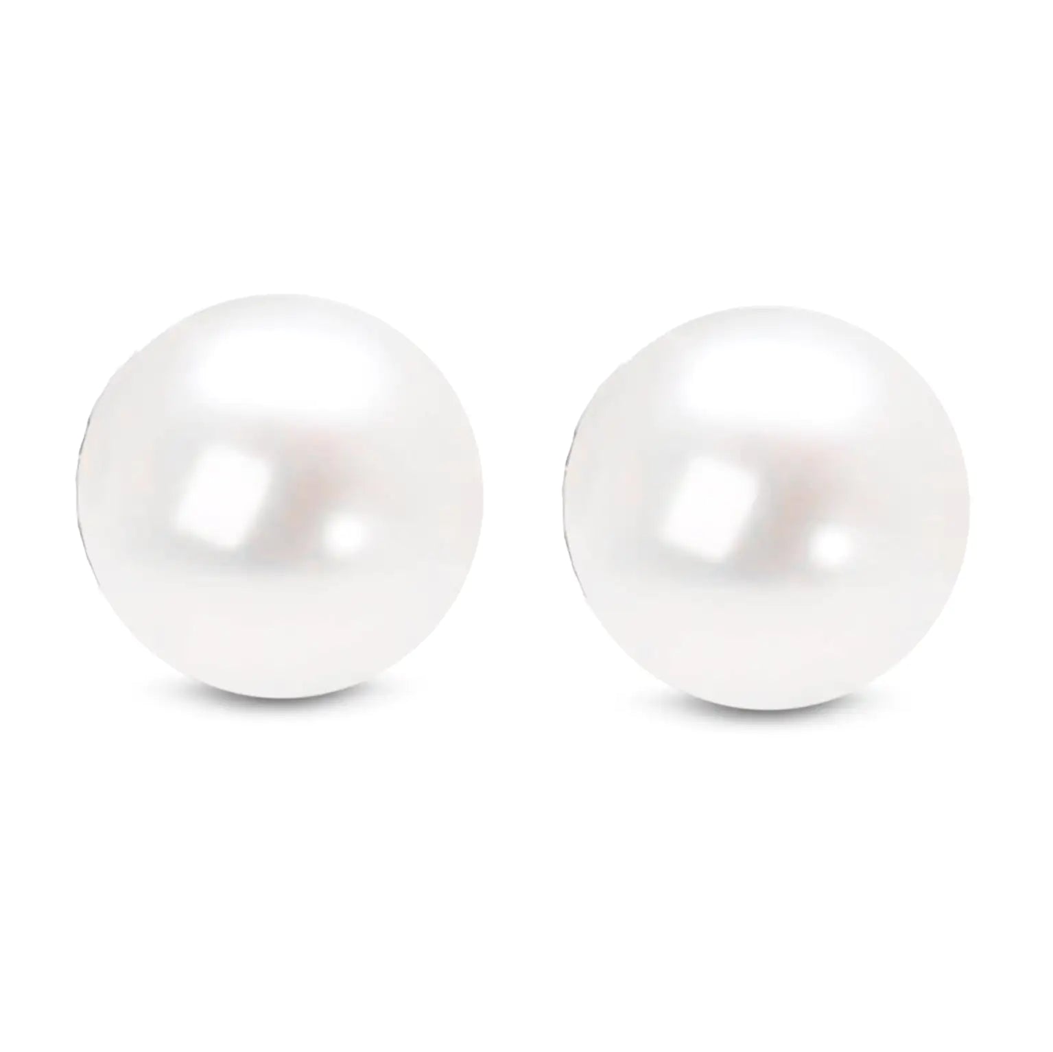 14K Gold Round White Saltwater Akoya Cultured Pearl Stud Earrings AAA+ Quality - Choice of MM Size WEM Support (www.WEM.support)
