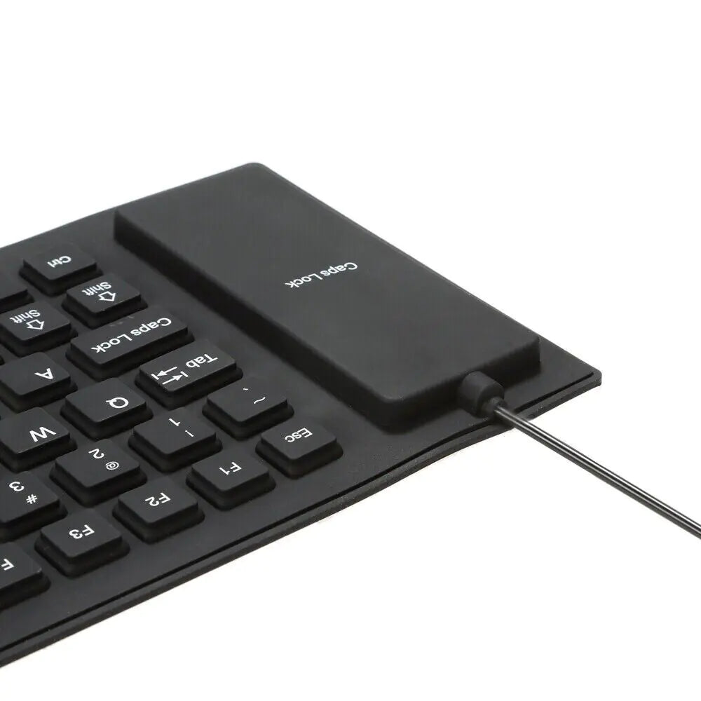 Waterproof Silicone Keyboard Foldable Flexible USB Dustproof DirtProof Full Size WEM Support (www.WEM.support)