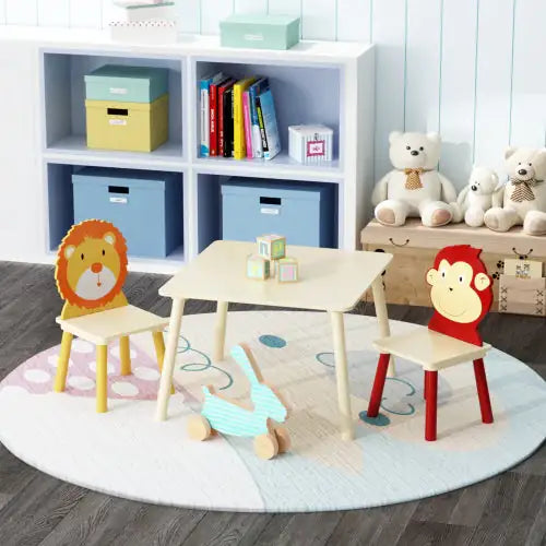 Solid Wood Children's Table And Two Chairs Set WEM Support (www.WEM.support)