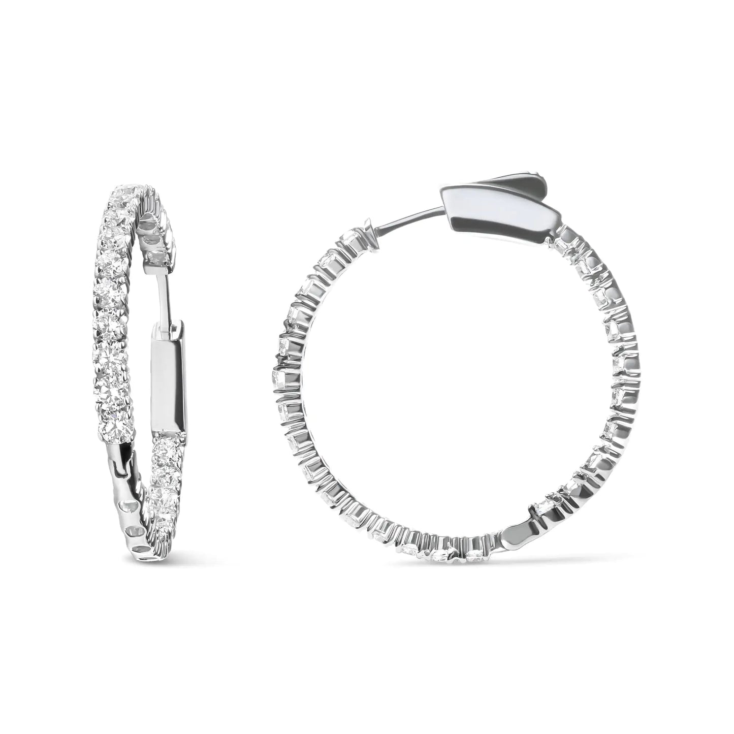 14K White Gold 3.00 Cttw Lab Grown Diamond Inside Out Hoop Earrings (F-G Color, VS1-VS2 Clarity) WEM Support (www.WEM.support)