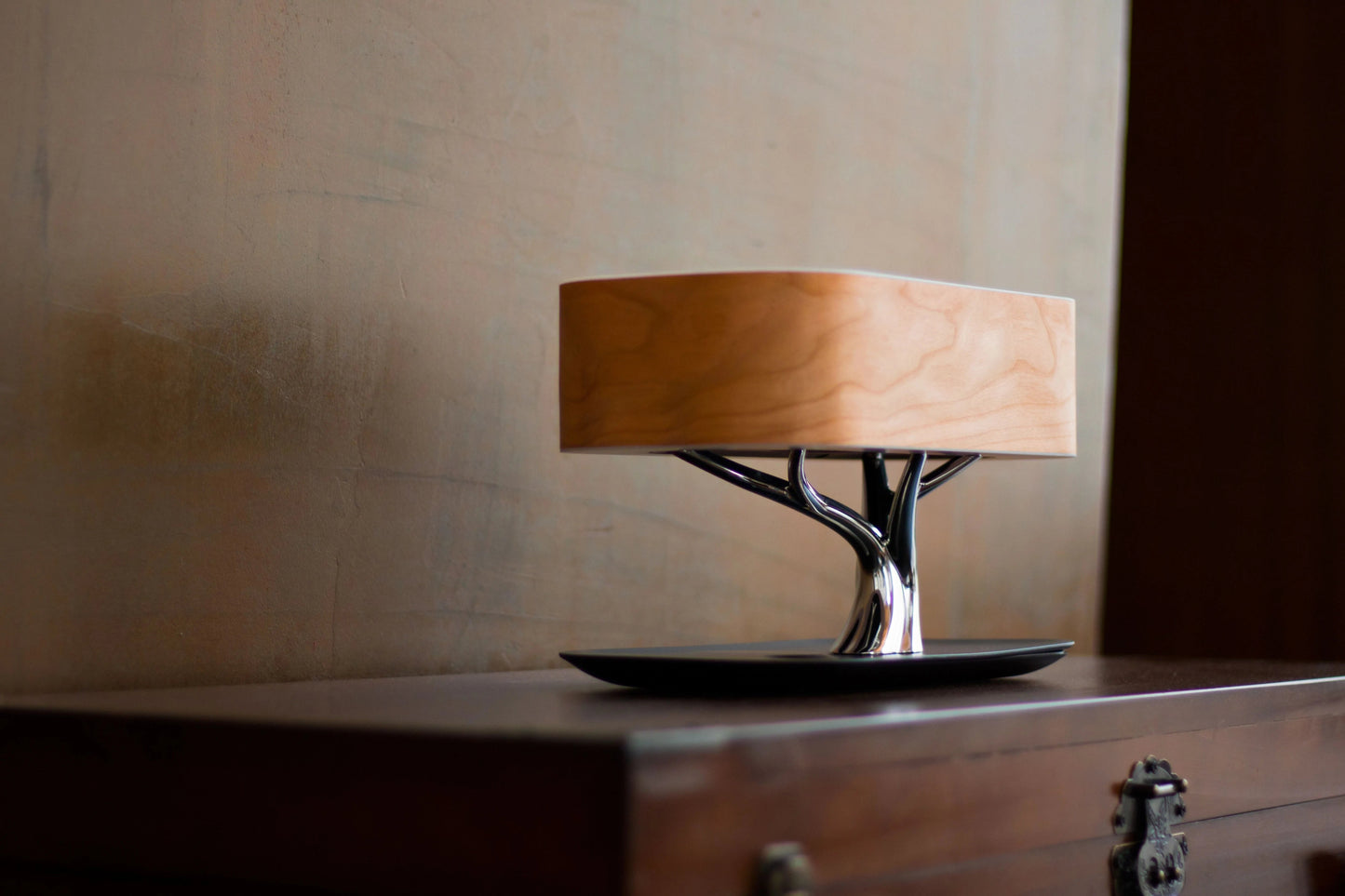 Luminária de Mesa com Carregamento Sem Fio, Alto-falante Bluetooth e Música Árvore da Luz WEM Support (www.WEM.support)
