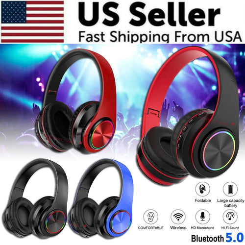 Super Bass Wireless Bluetooth Headphones Foldable Stereo Earphones Headsets Mic WEM Support (www.WEM.support)