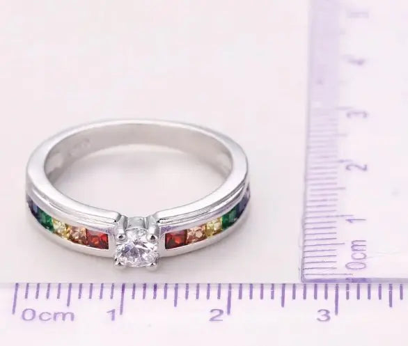 Colorful Cubic Zirconia Women Engagement Ring WEM Support (www.WEM.support)