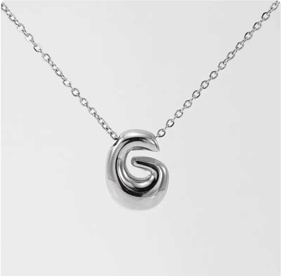 Women's Glossy Bubble Letter Pendant Necklace WEM Support (www.WEM.support)