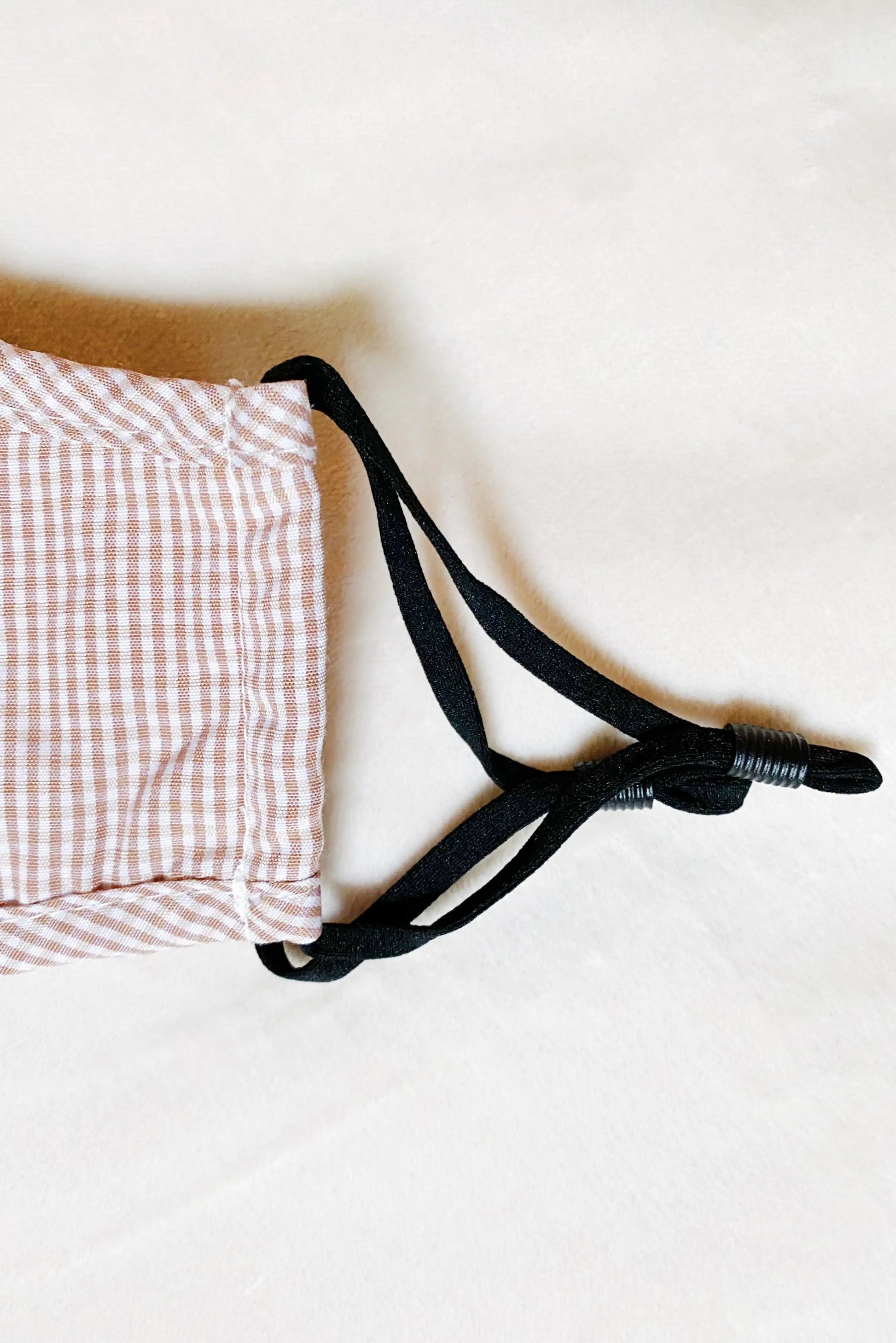 Gingham Fabric Mask in Beige WEM Support (www.WEM.support)