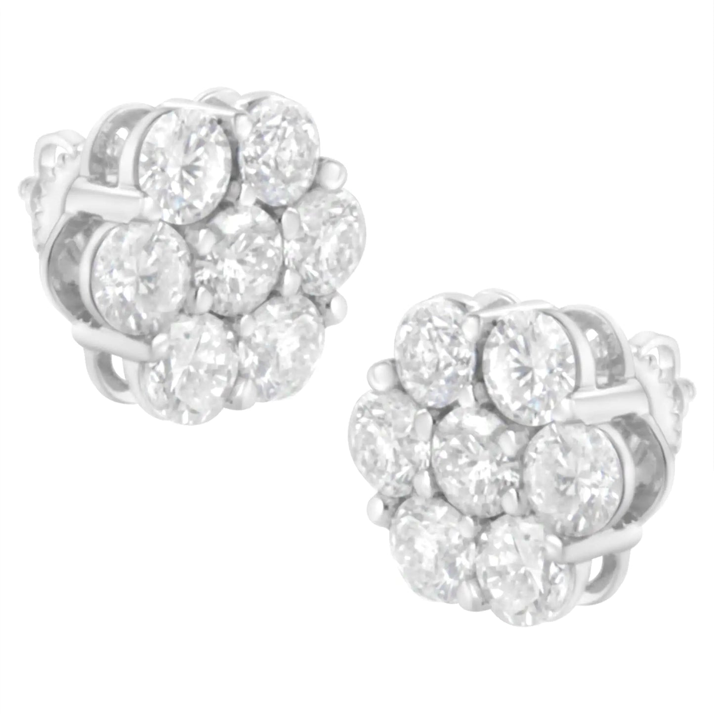 14K White Gold 4 cttw Diamond Flower Earring (H-I Clarity, SI2-I1 Color) WEM Support (www.WEM.support)