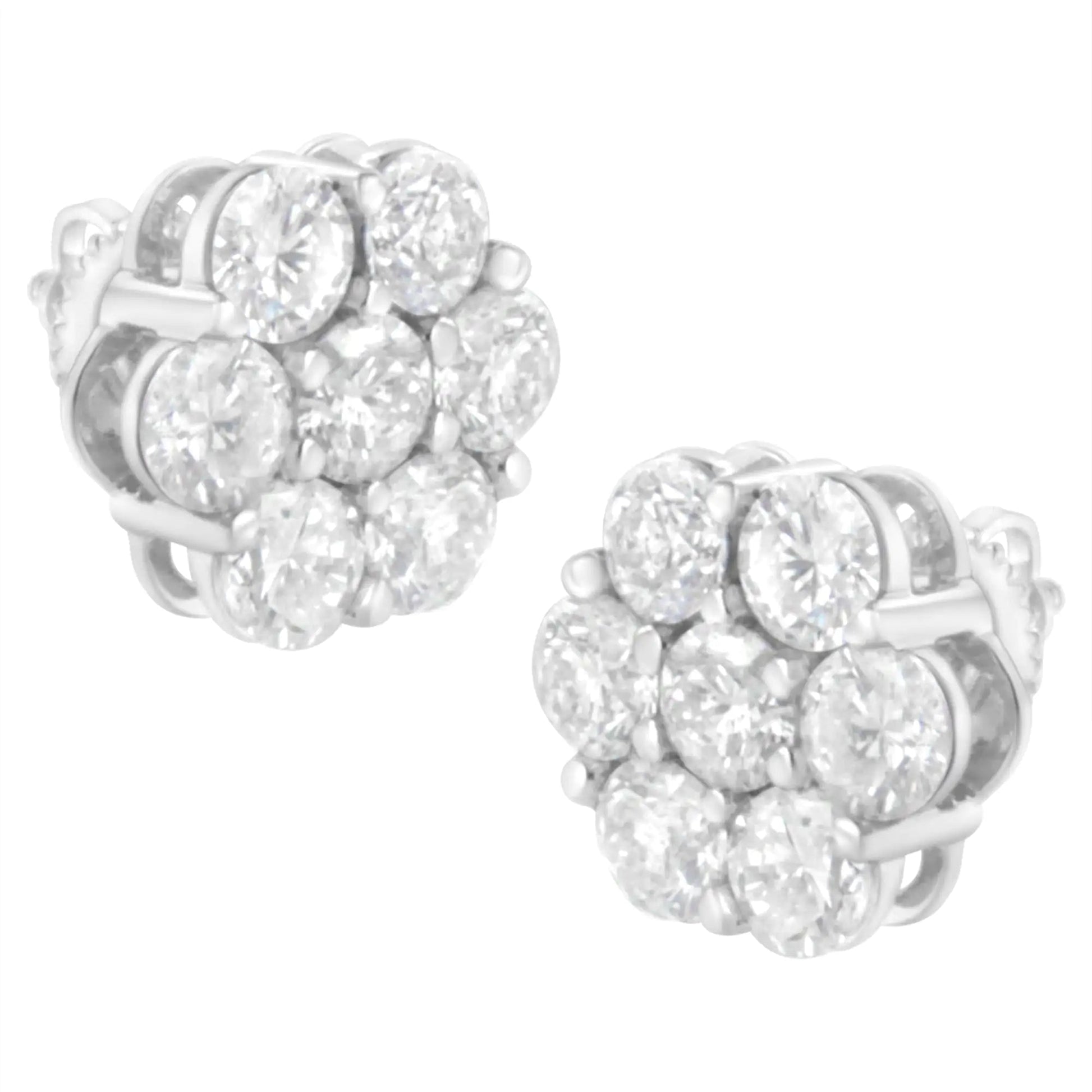 14K White Gold 4 cttw Diamond Flower Earring (H-I Clarity, SI2-I1 Color) WEM Support (www.WEM.support)