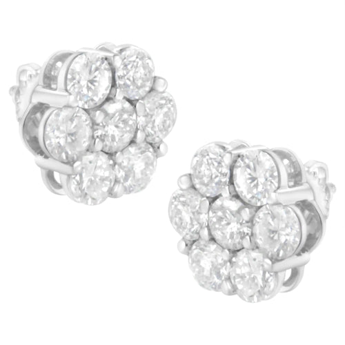 14K White Gold 4 cttw Diamond Flower Earring (H-I Clarity, SI2-I1 Color) WEM Support (www.WEM.support)