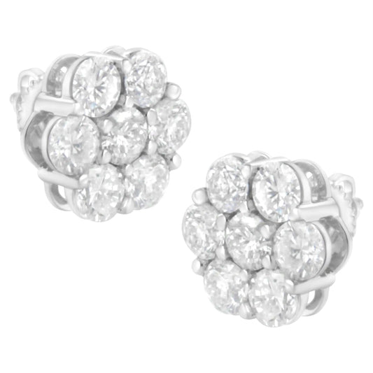 14K White Gold 4 cttw Diamond Flower Earring (H-I Clarity, SI2-I1 Color) WEM Support (www.WEM.support)