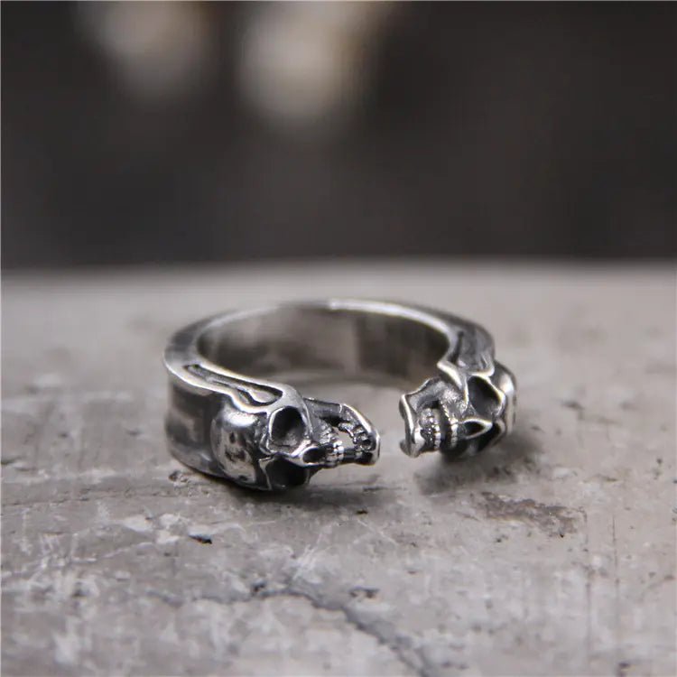 925 Thai Silver Engraved Skull Ring - Catch Cards