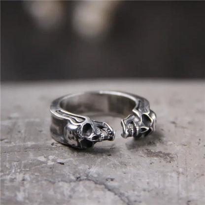 925 Thai Silver Engraved Skull Ring - Catch Cards