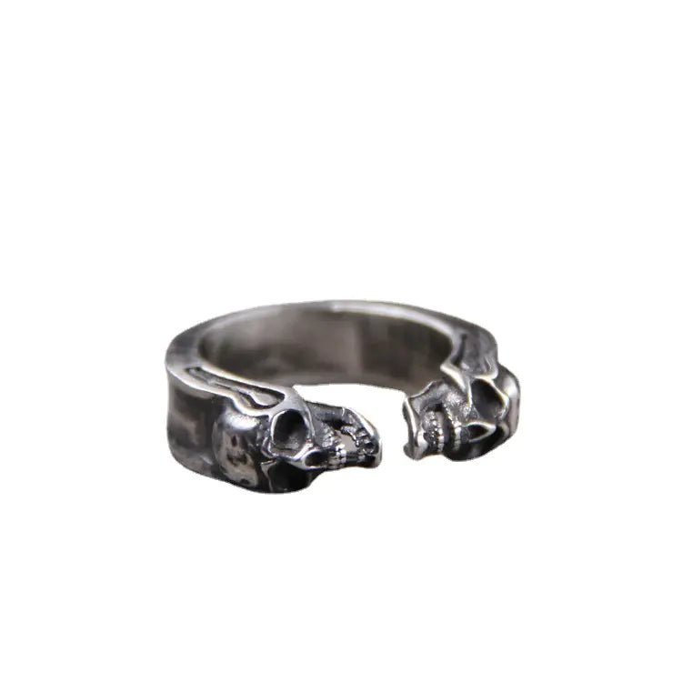 925 Thai Silver Engraved Skull Ring - Catch Cards