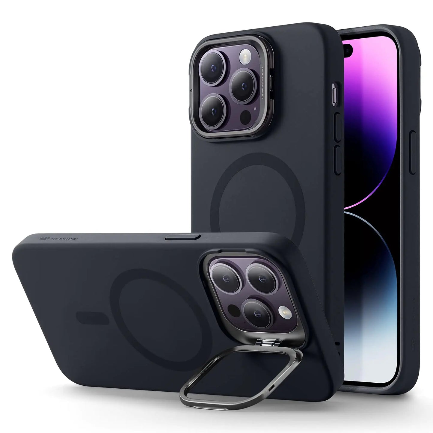 ESR for iPhone 15 Plus Case, Compatible with MagSafe, Military-Grade Protective Case, Built-in Stash Stand Phone Case, Scratch-Resistant Back Cover, Classic Series, Clear