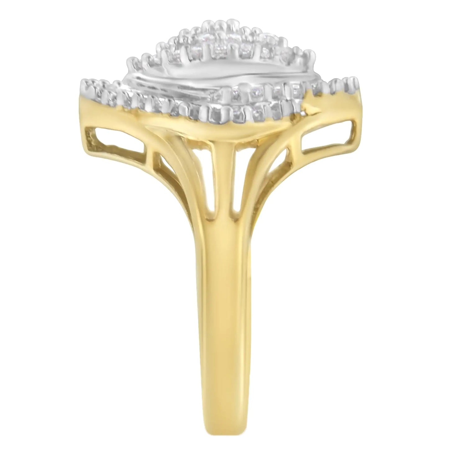 10K Yellow Gold Diamond Cocktail Ring (1/2 Cttw, J-K Color, I2-I3 Clarity) WEM Support (www.WEM.support)